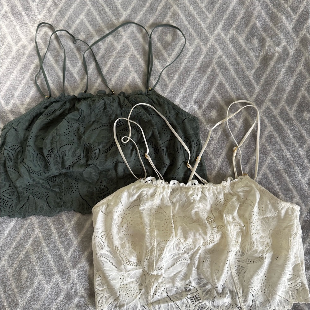 Aerie Lace Camisoles - Green and White